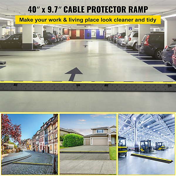 3 rampes protection câble PVC, 2 canaux, charge 4989kg, pour câbles au sol, parking.