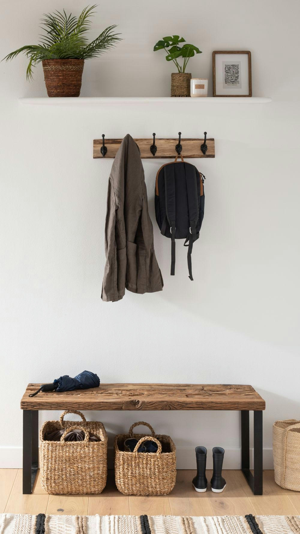 - Patère 5 crochets en chêne et métal