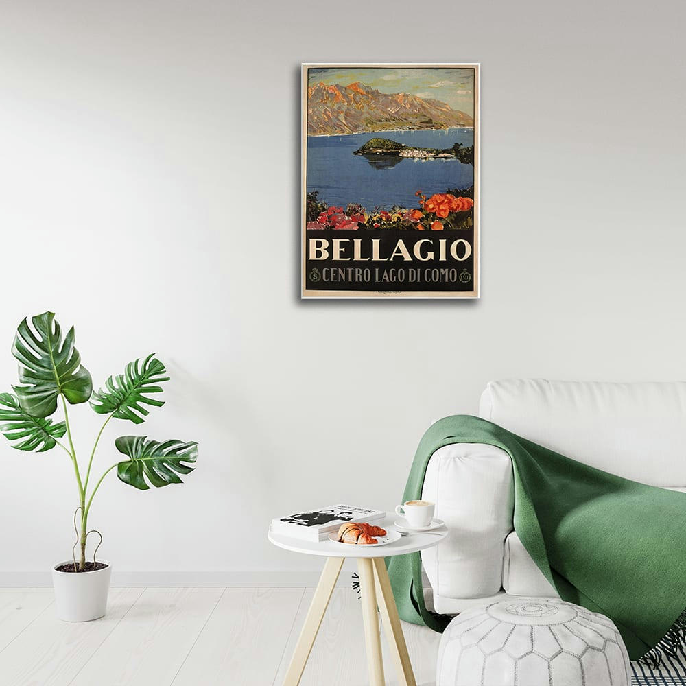 - Tableau affiche touristique vintage Bellagio 50x70cm