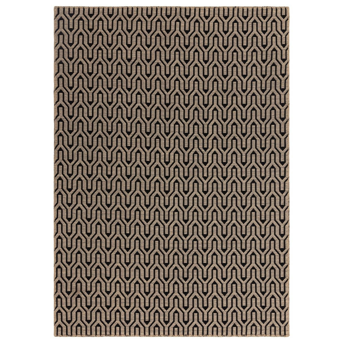 LATTICE - Tapis moderne en coton noir 200x290 cm