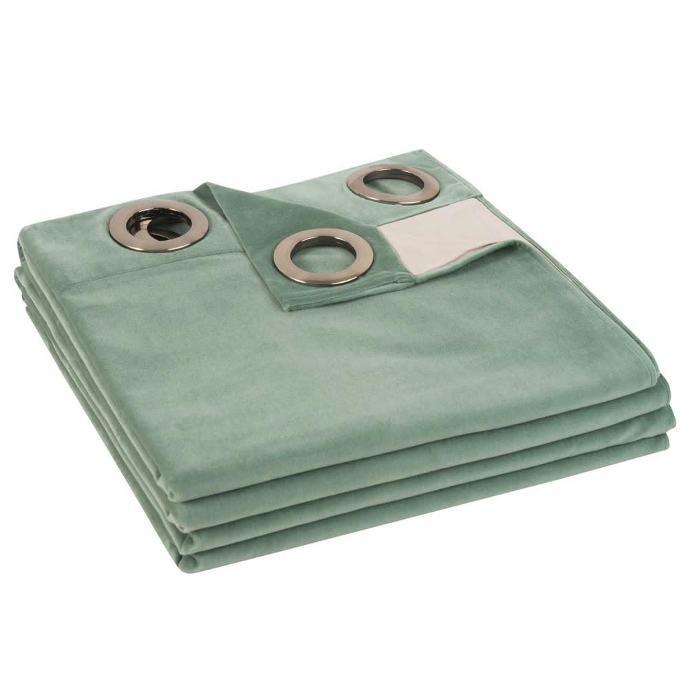 - Rideau à œillets en velours vert tilleul à l'unité 140x300