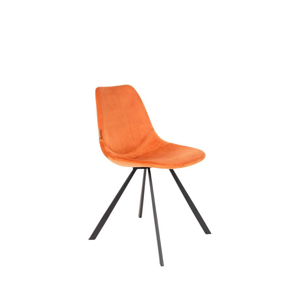 FRANKY - 2 chaises en velours orange