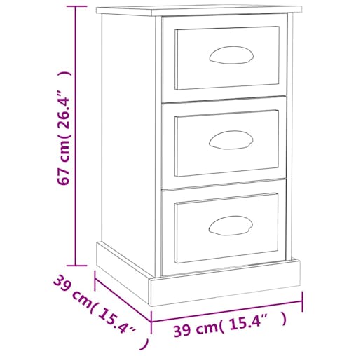 NNEVL Bedside Cabinet High Gloss White 39x39x67 cm Engineered Wood