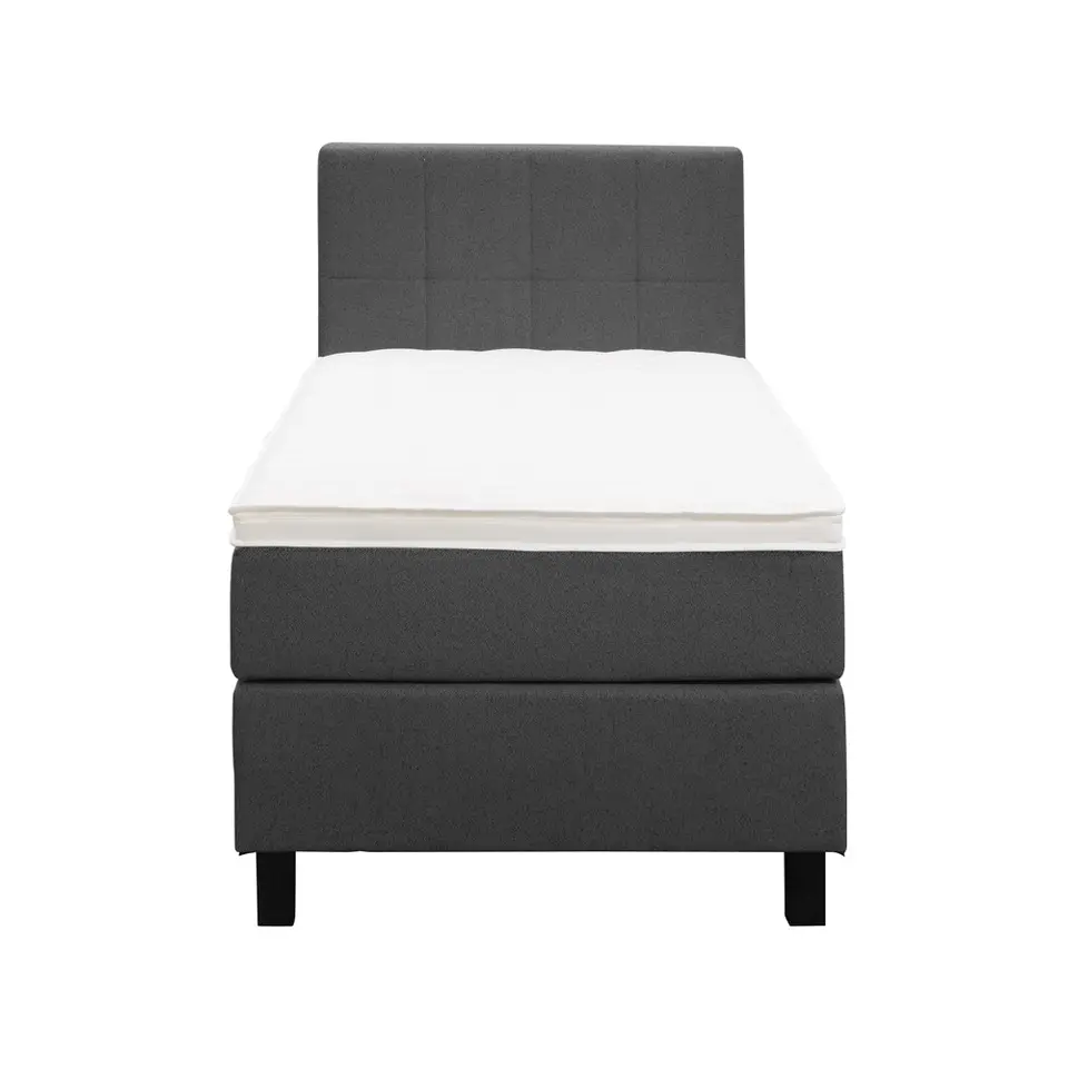 Boxspring Liv geblokt - antraciet - 90x200 cm - vierkante poot