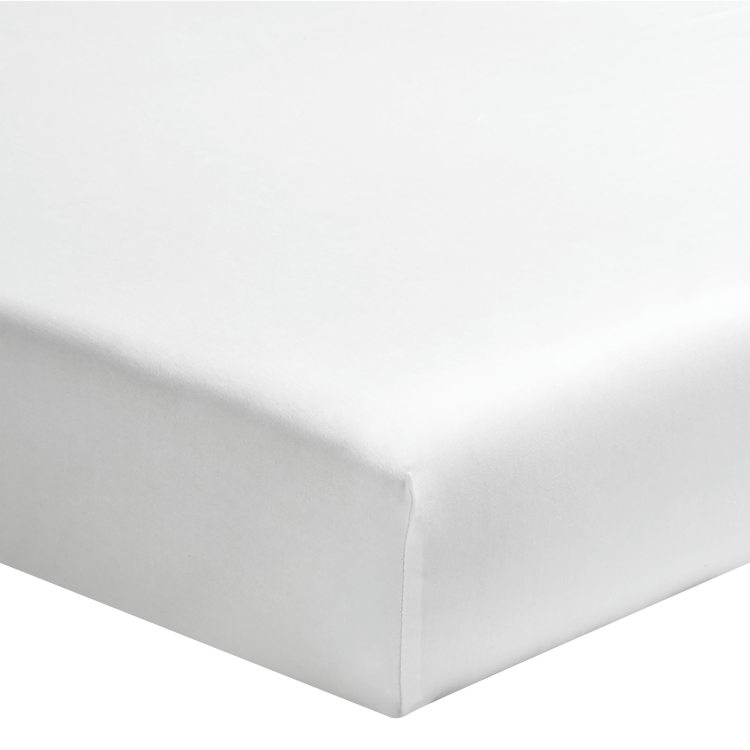 LES UNIS 57 FILS - Drap housse uni en coton blanc 140x190