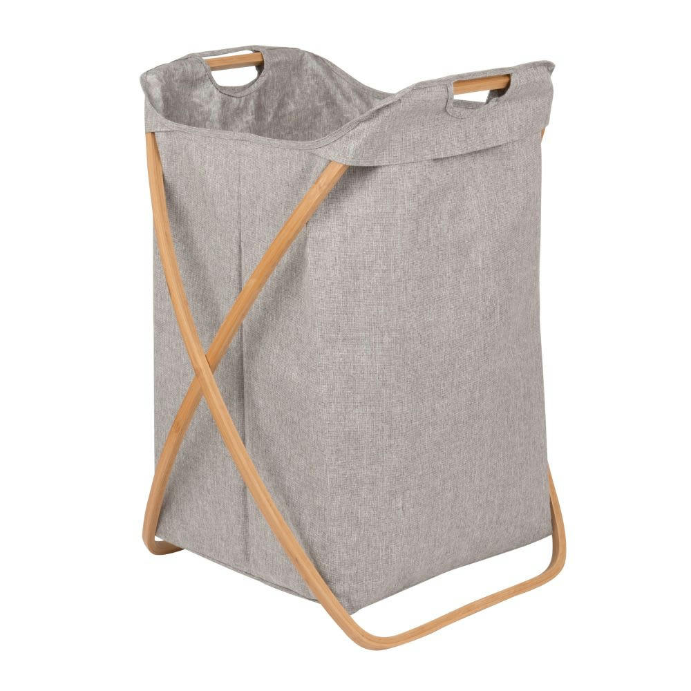 - Panier à linge gris et bambou