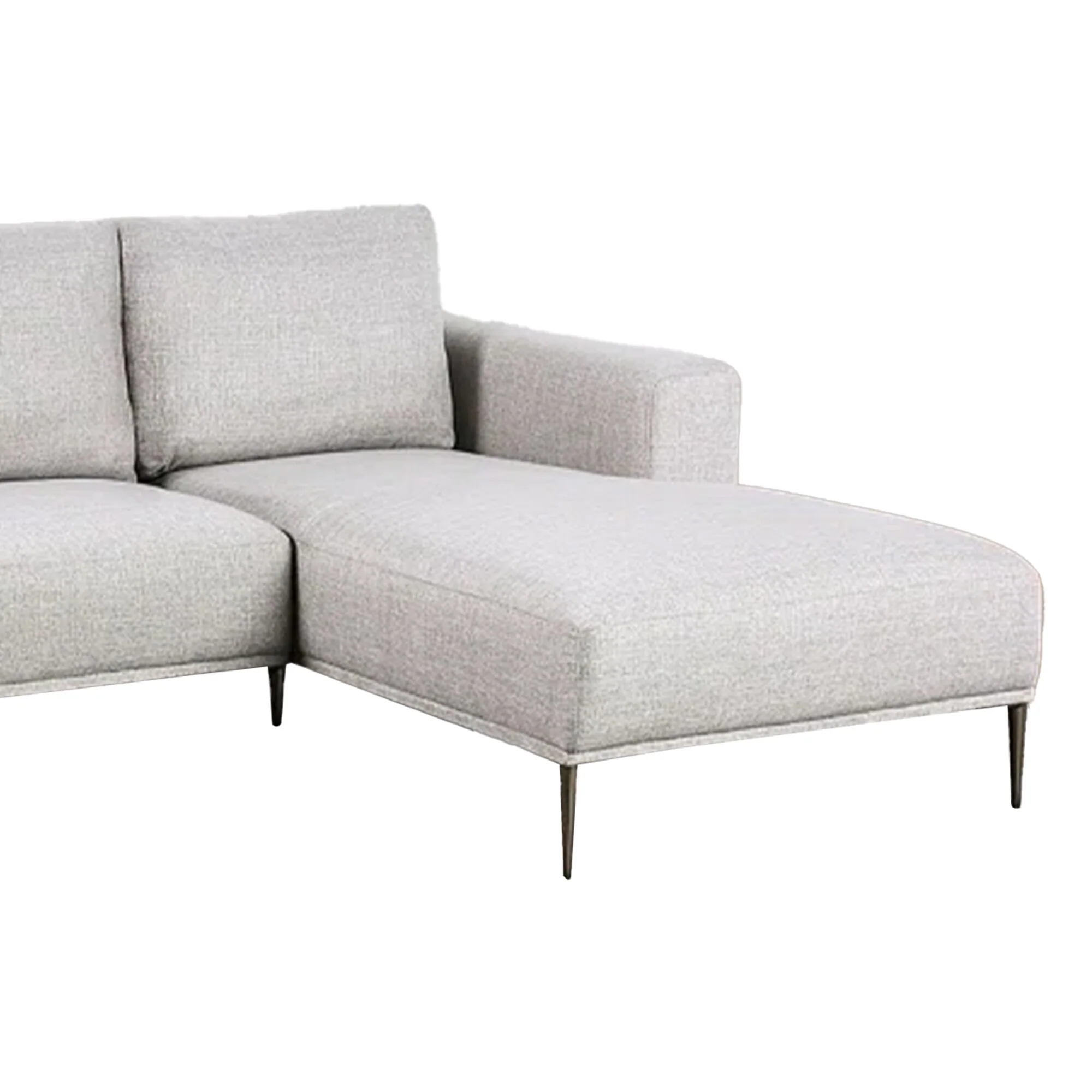 Kevin Sectional Sofa, Right Chaise, Gray Chenille, 98 Inch, Metal Legs
