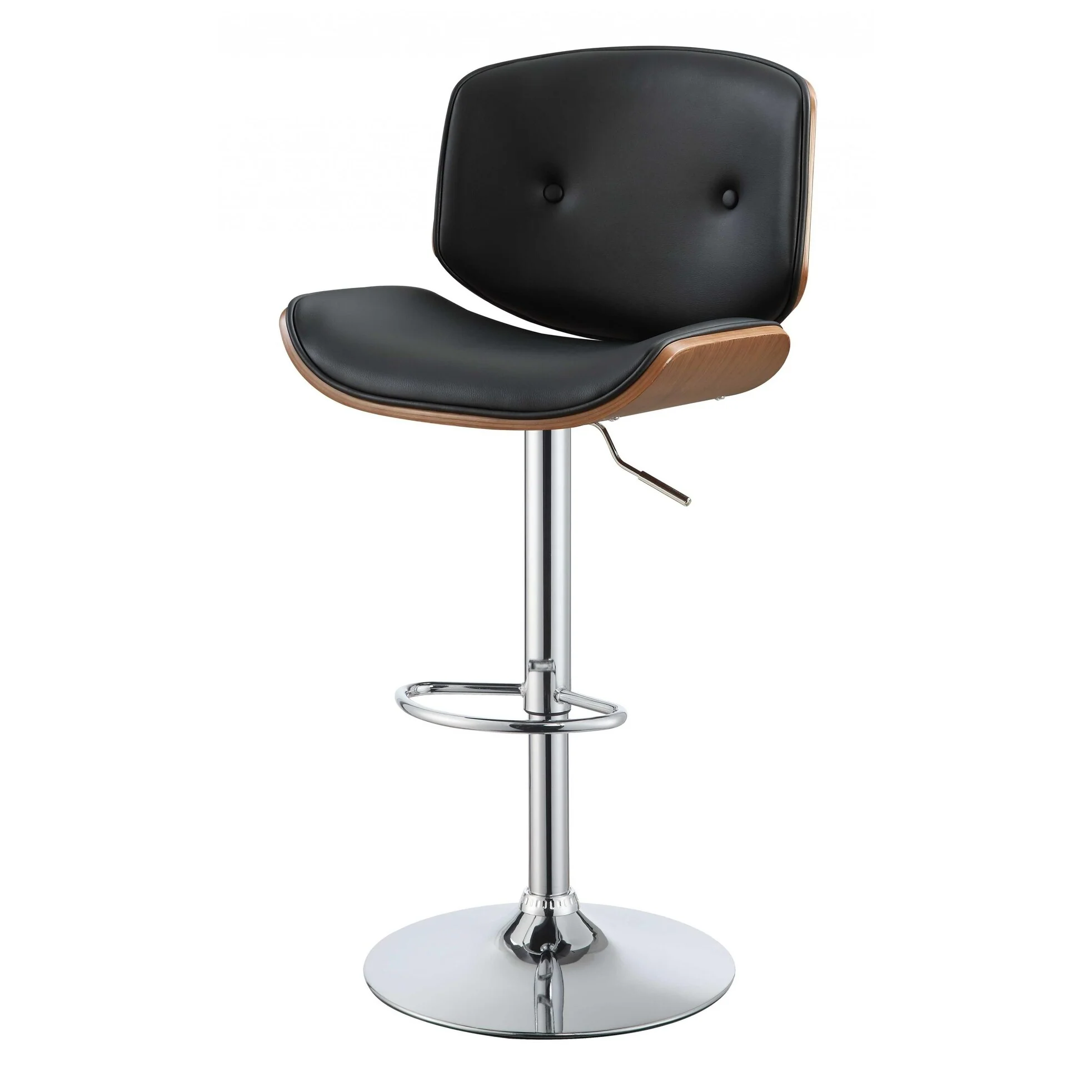 Contemporary Black And Walnut Adjustable Stool
