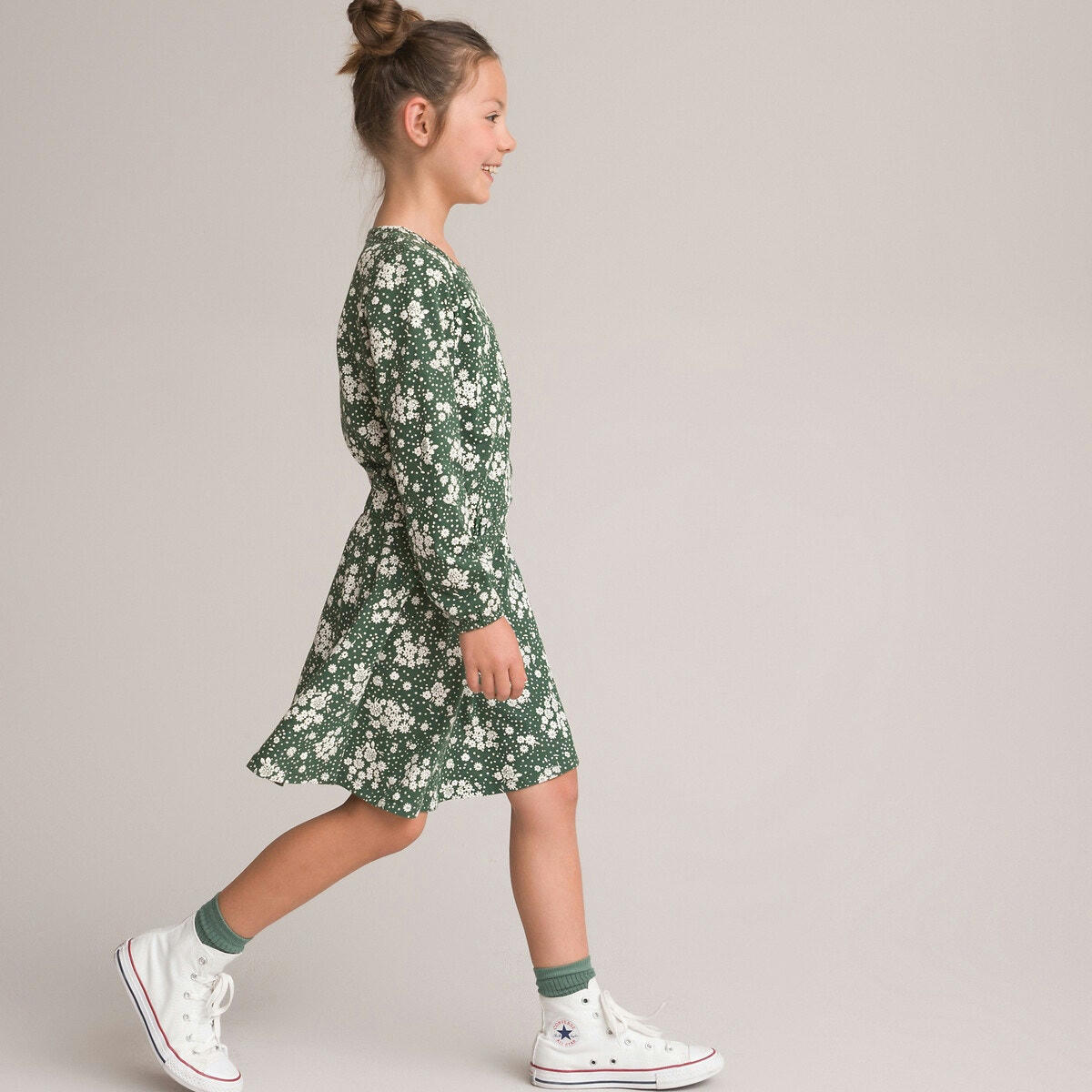 Robe manches longues, motif floral
