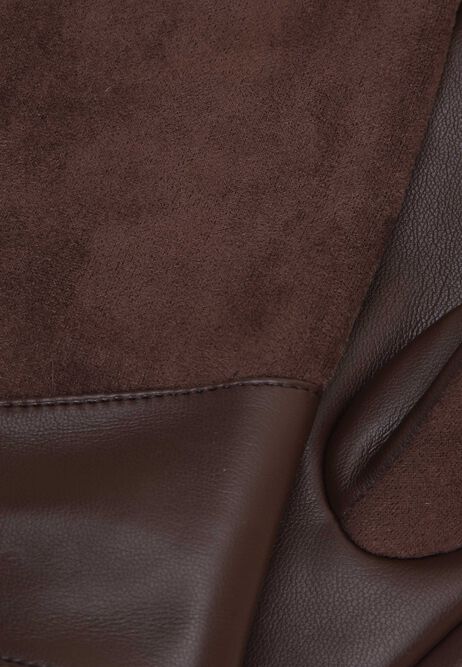 Womens Brown Faux Suede Two Tone Gloves