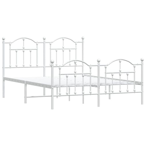 NNEVL Metal Bed Frame with Headboard and Footboard White 153x203 cm Queen