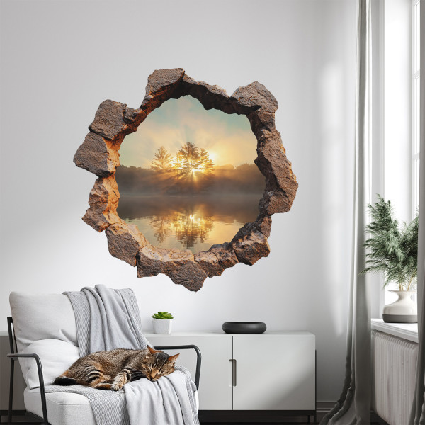 Naklejka 3D dekoracyjne półki wyrwa w ścianie efekt 60x60