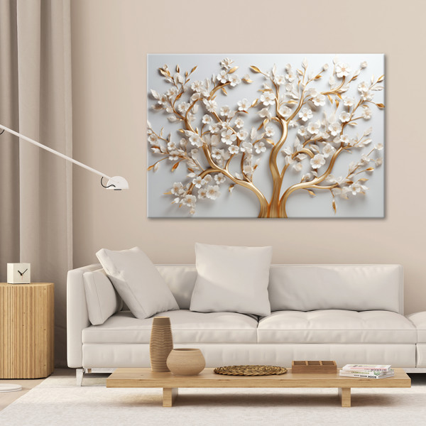 Feeby Obraz na płótnie złota magnolia glamour kwiat 3D 60x40