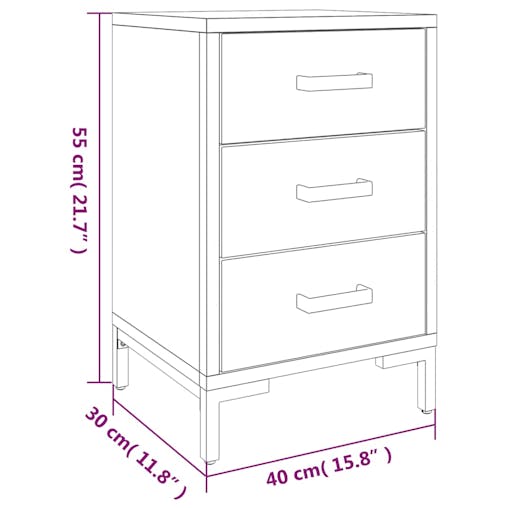 NNEVL Bedside Cabinet Black 40x30x55 cm Solid Pinewood