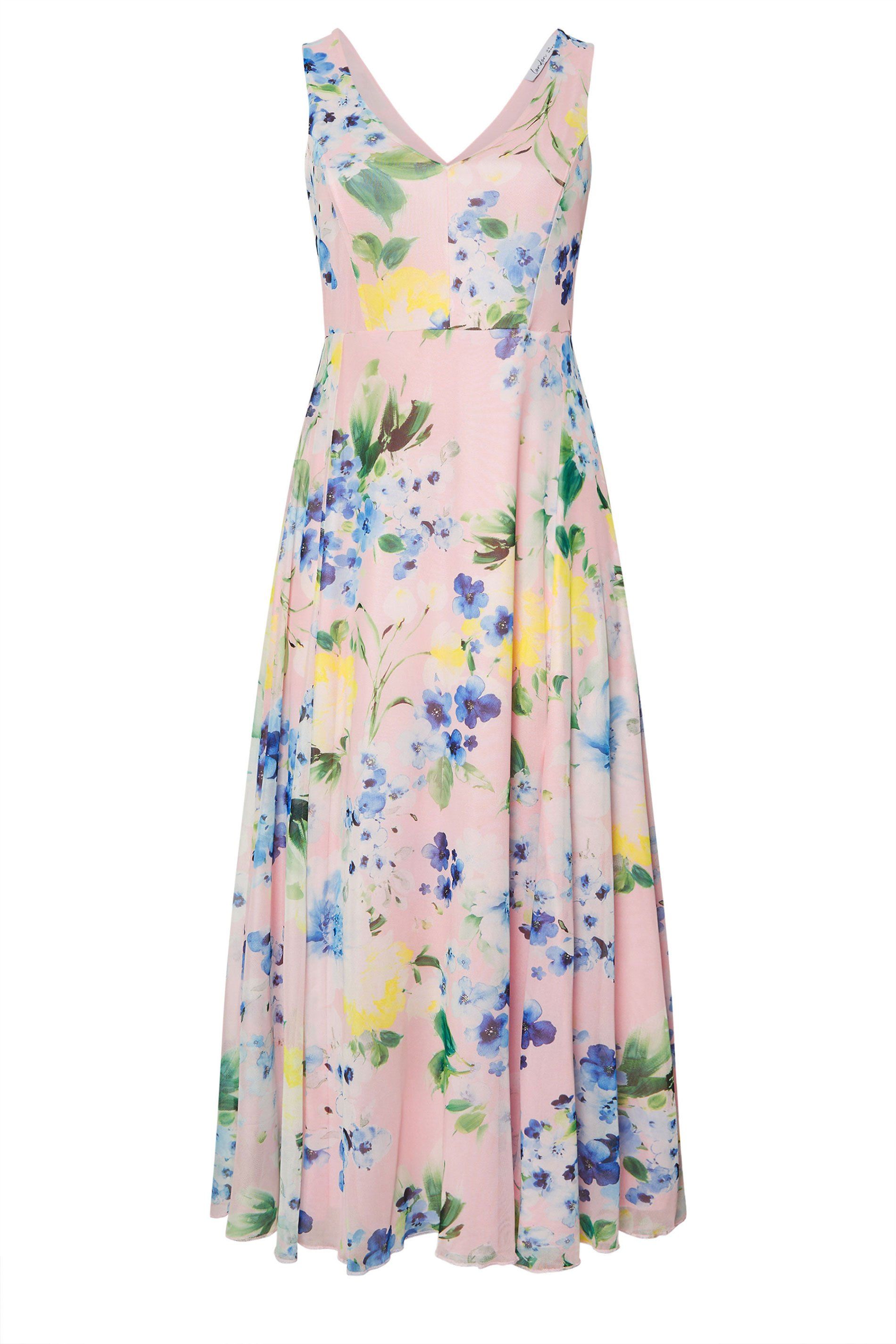 Yours Floral Print Mesh Sleeveless Maxi Dress