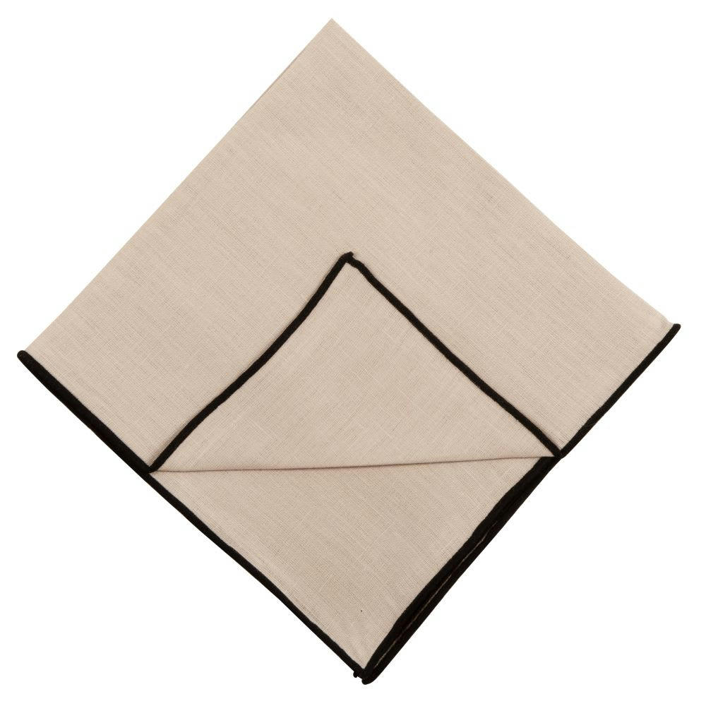 - Serviettes en lin lavé beige et noir 42x42 (x2)