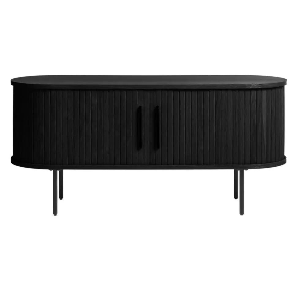 Tv-Meubel Eikenhout Zwart - 40x120x55cm - Schuifdeuren - Nola