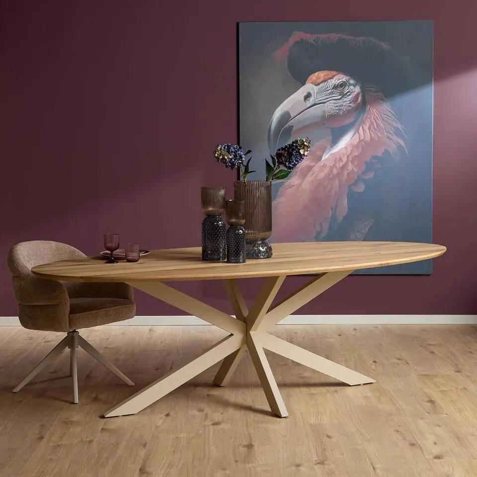 StarFurn - Ferris eettafel ovaal 180 cm - poot zand - naturel