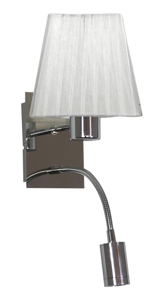 Lampa kinkiet SYLWANA 1x40w e14   led z wyłącznikiem chrom / biały kwadrat