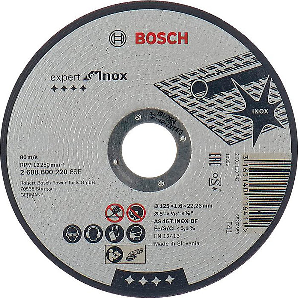 Disque à tronçonner à moyeu plat - BOSCH - 125 x 1,6 x 22,2 mm