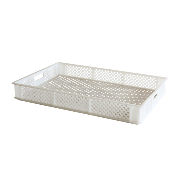 Caisse finement ajourée avec poignées 600 x 400 x 70 mm - 14 L - blanc