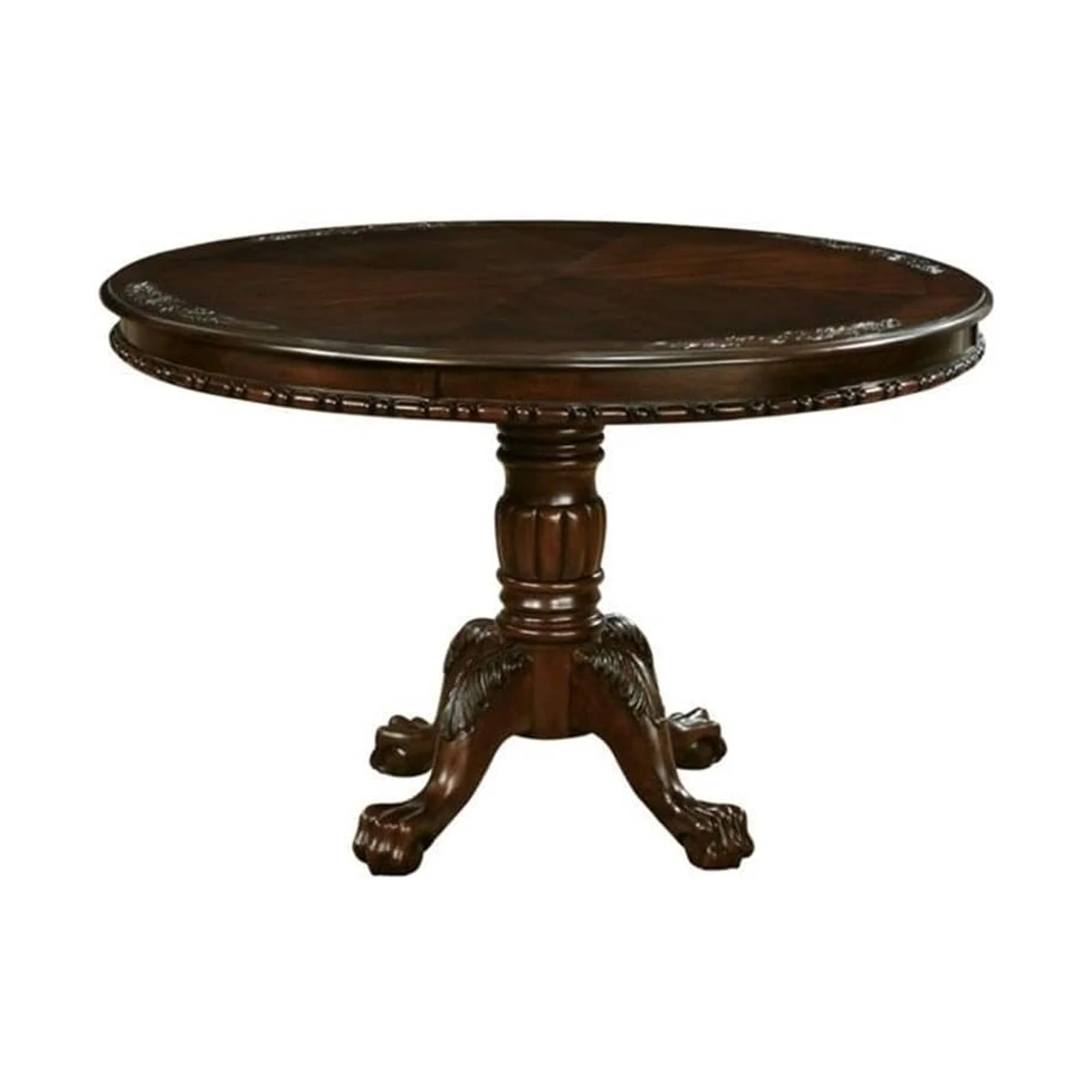 Mina Dining Table, 48 Inch Round Cherry Brown Top w Pedestal Base