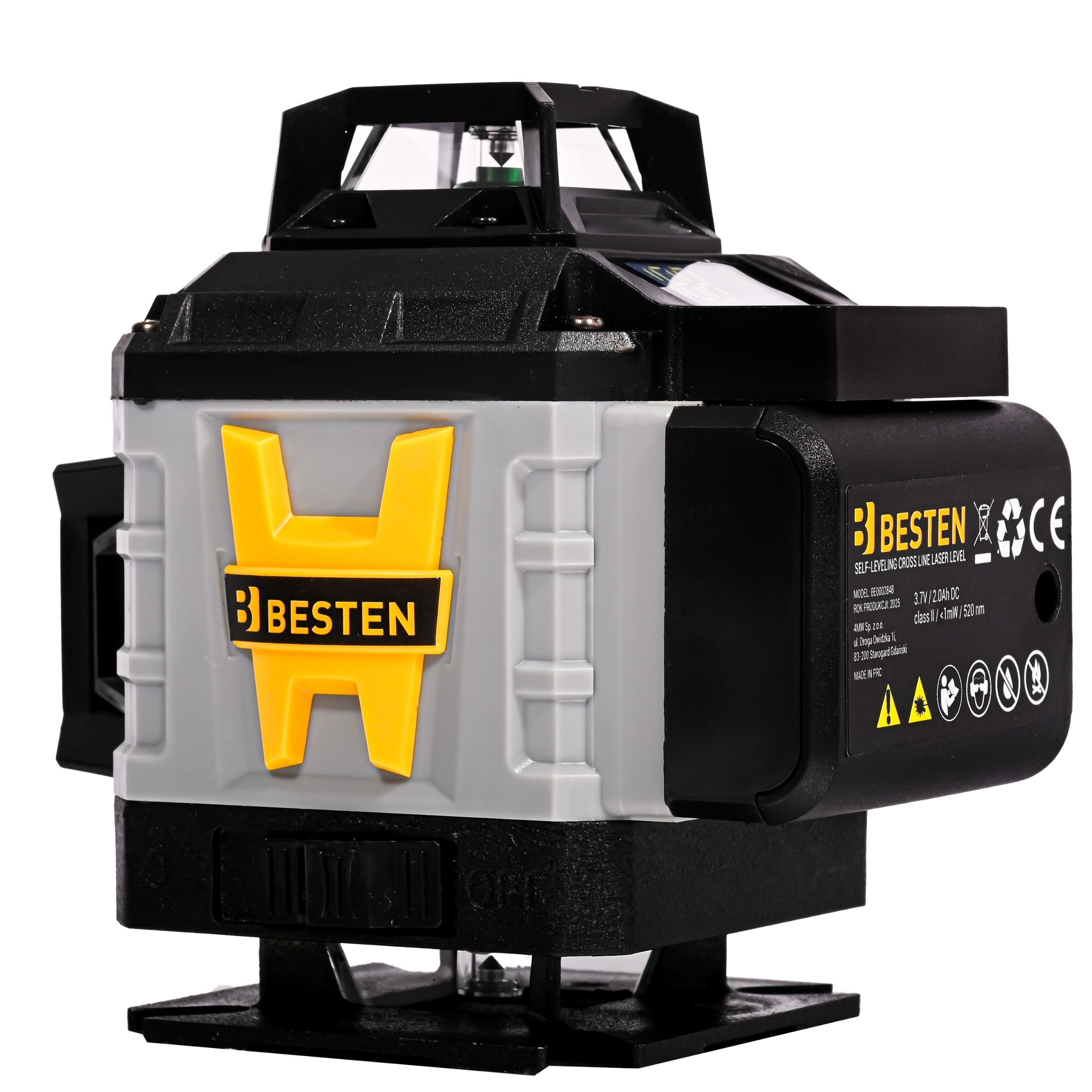 Poziomica laserowa 4D 16L, statyw 118cm, zielony laser, BESTEN