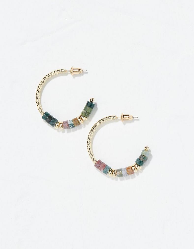 Stone Hoop Earrings