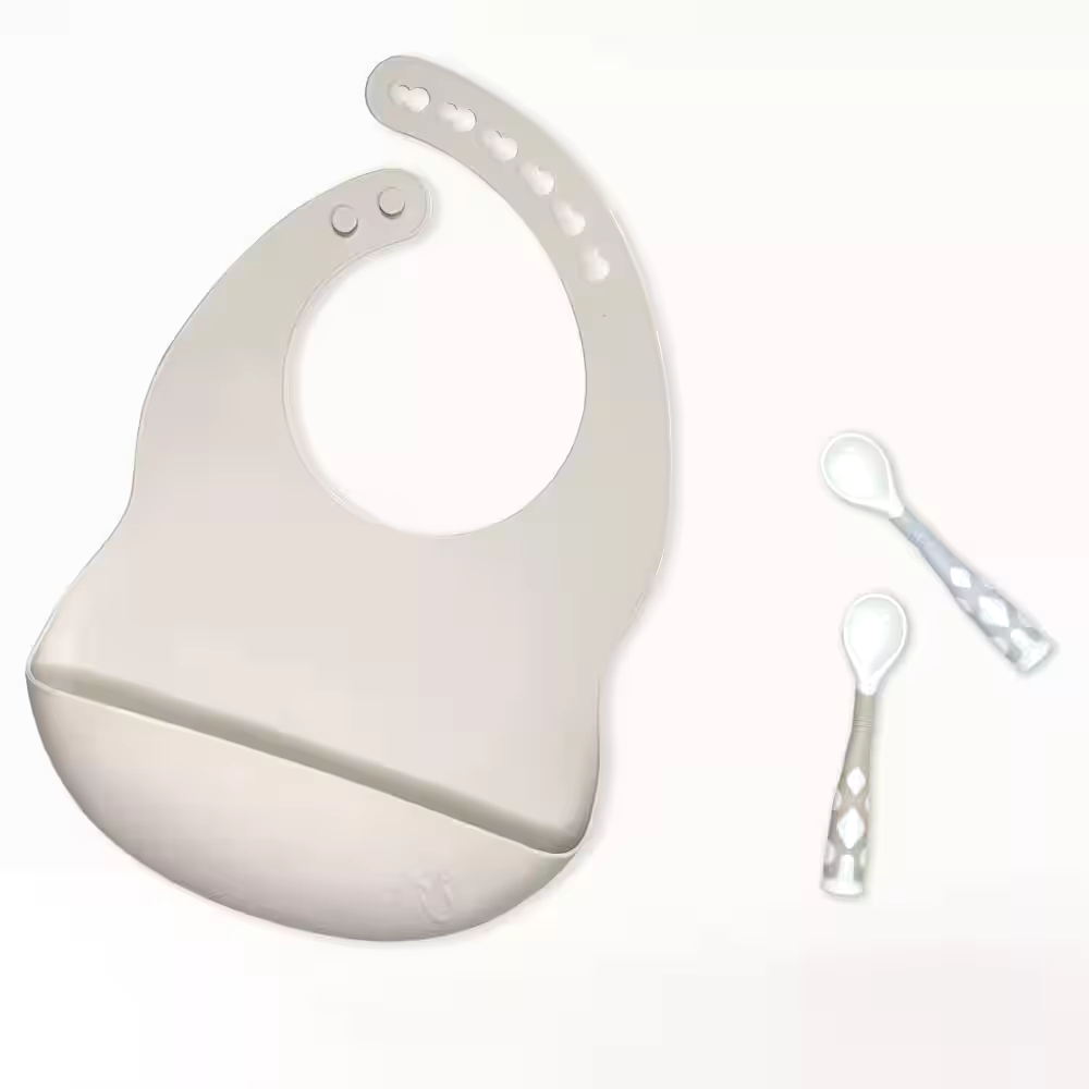 Kushies Silibib Silicone Feeding Bib, Sand