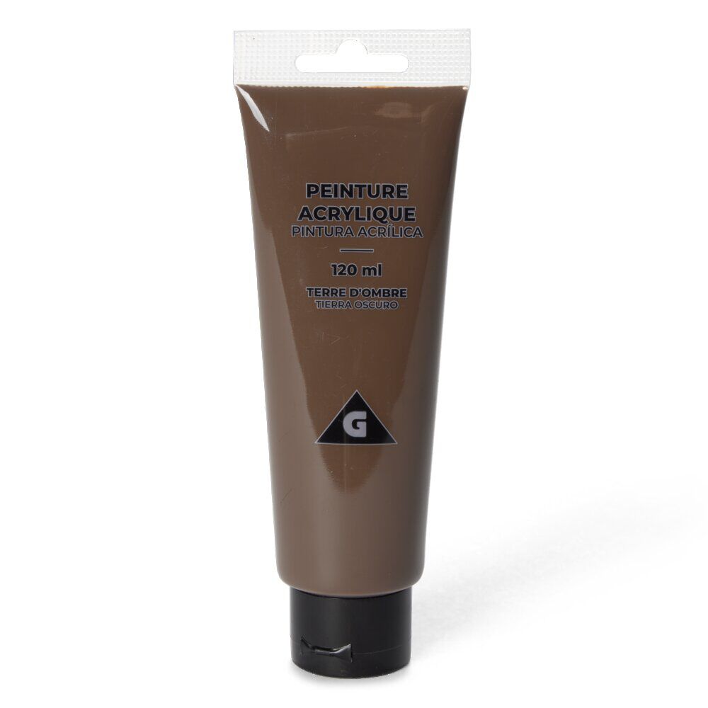 Tube peinture acrylique 120ml terre d'ombre
