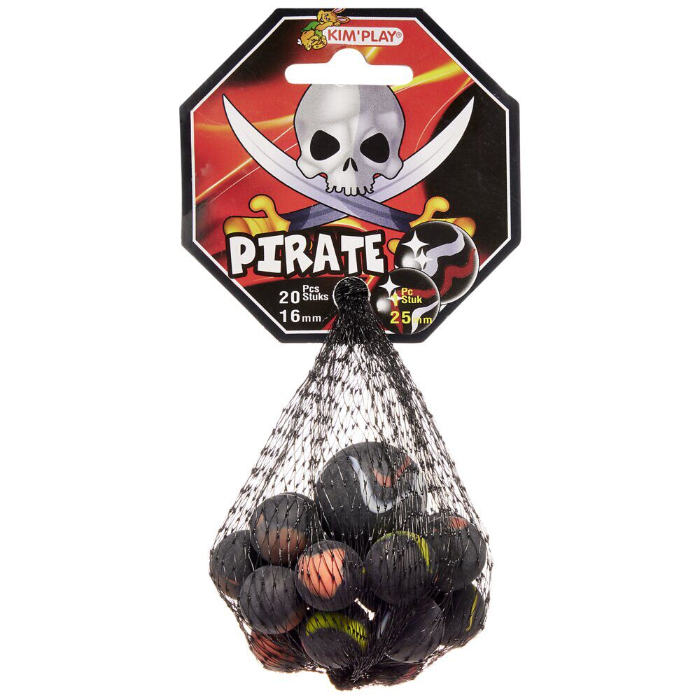 Bille en verre x20   1 boulard noir Pirates