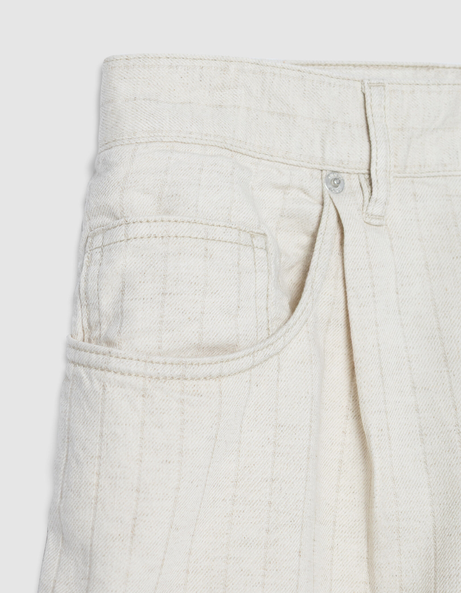 Bermuda en jean écru motif rayures Homme