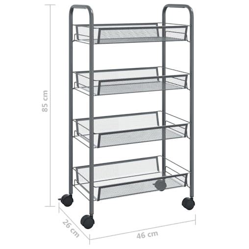 NNEVL 4-Tier Kitchen Trolley Grey 46x26x85 cm Iron