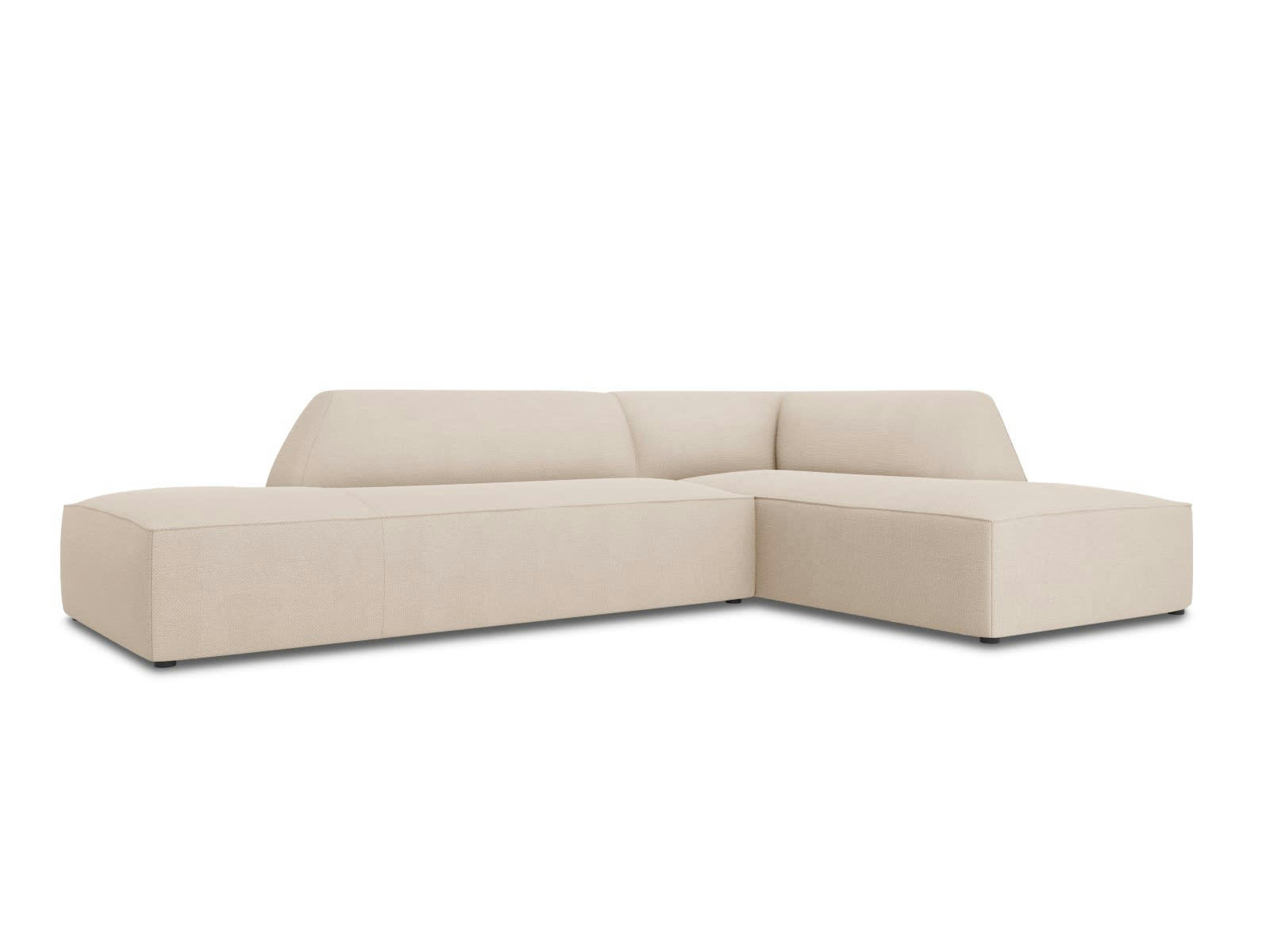 RUBY - Canapé d'angle droit 4 places en tissu structurel beige