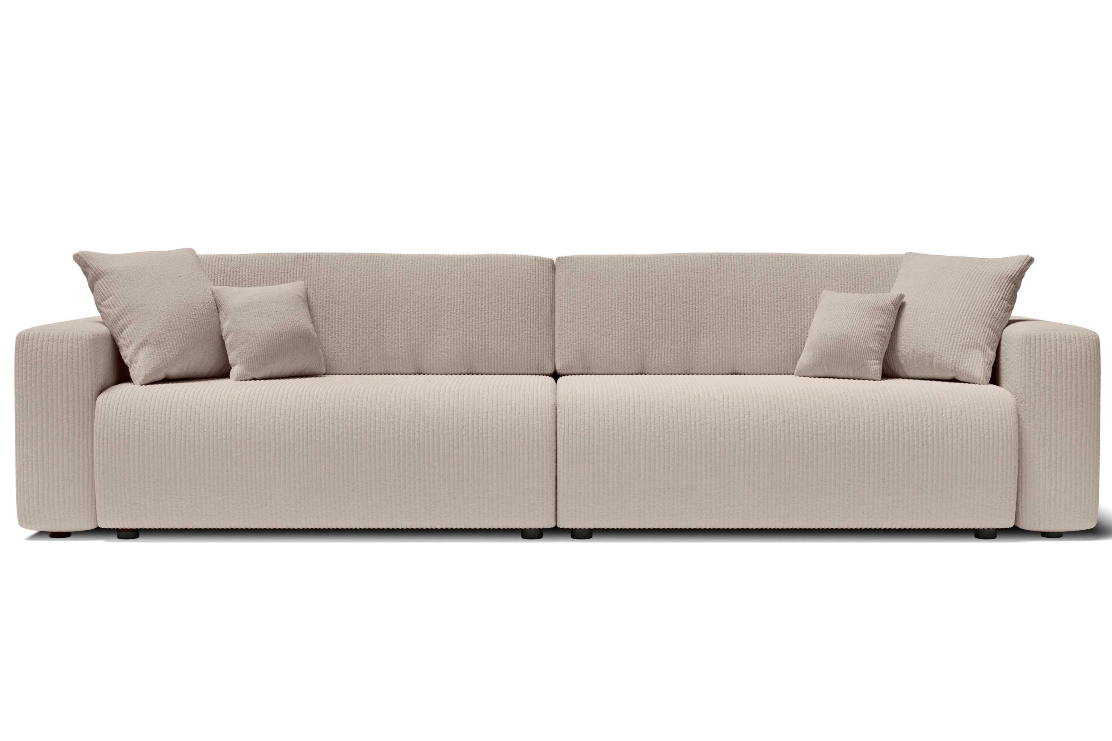 LEO - Canapé droit XL convertible en velours côtelé 5 places grège