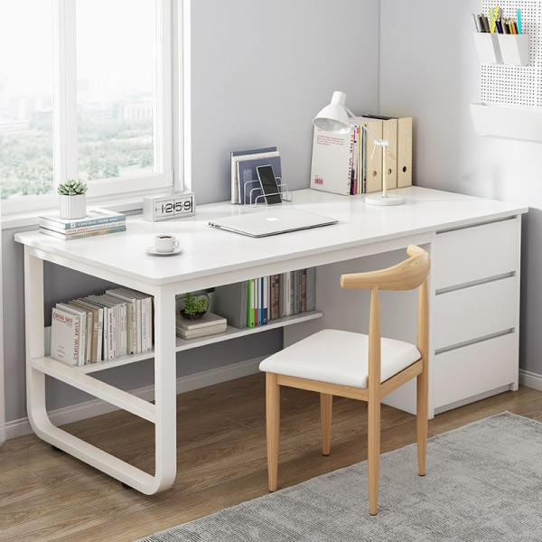 Biurko komputerowe loft białe 3 półki skandynawski duże 100 cm