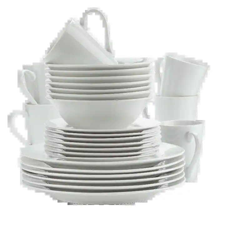 CANVAS Lauren 34pc Porcelain Dinnerware Set, Serves 8, White