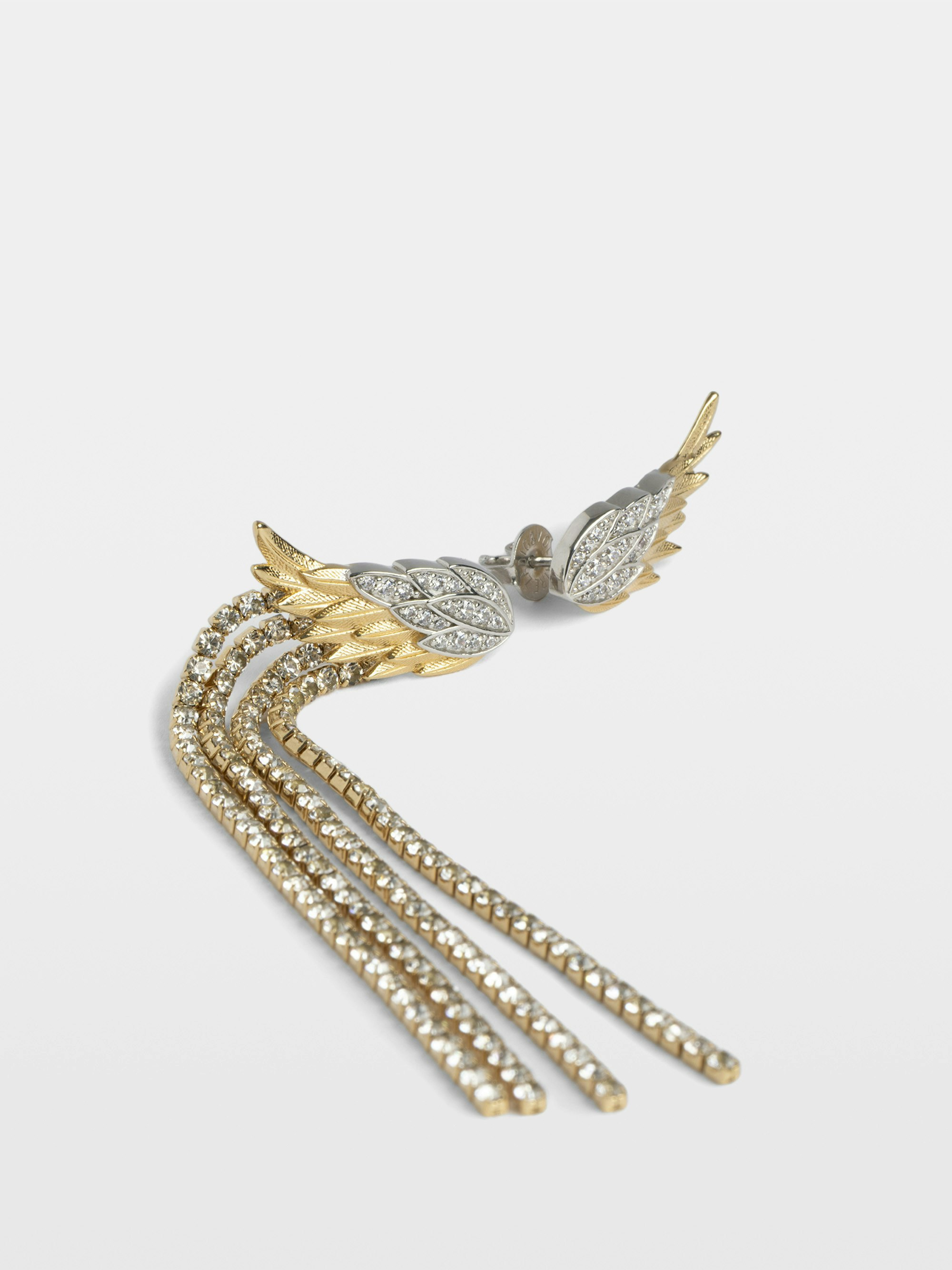 Boucles D'Oreilles Rock Feather Strass