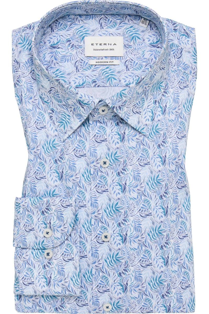 ETERNA Modern Fit Hemd blau, Bedruckt