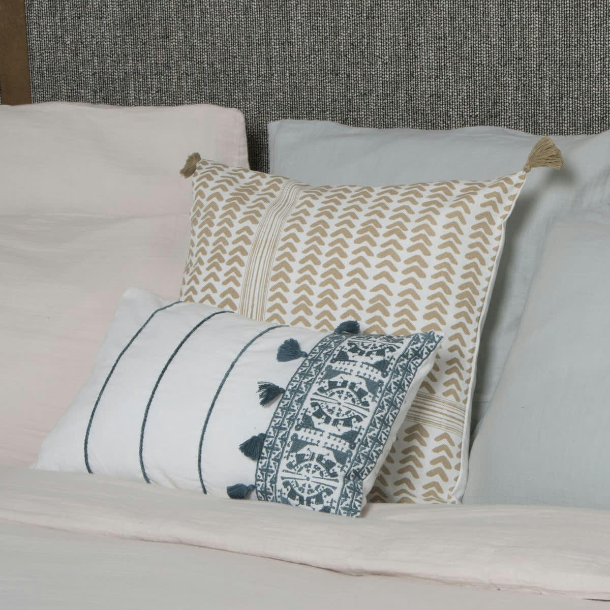 NEO BERBÈRE - Housse de coussin coton  50x30 bleu paon