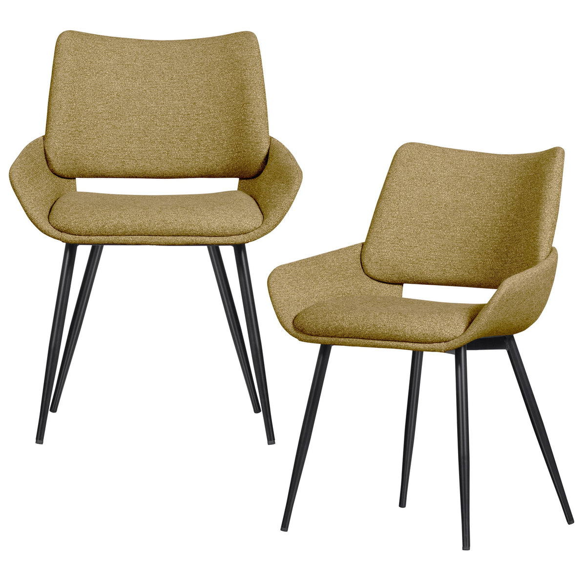 WOOOD eetkamerstoelen Parade - Melange Stof - Mosterd - Set van 2