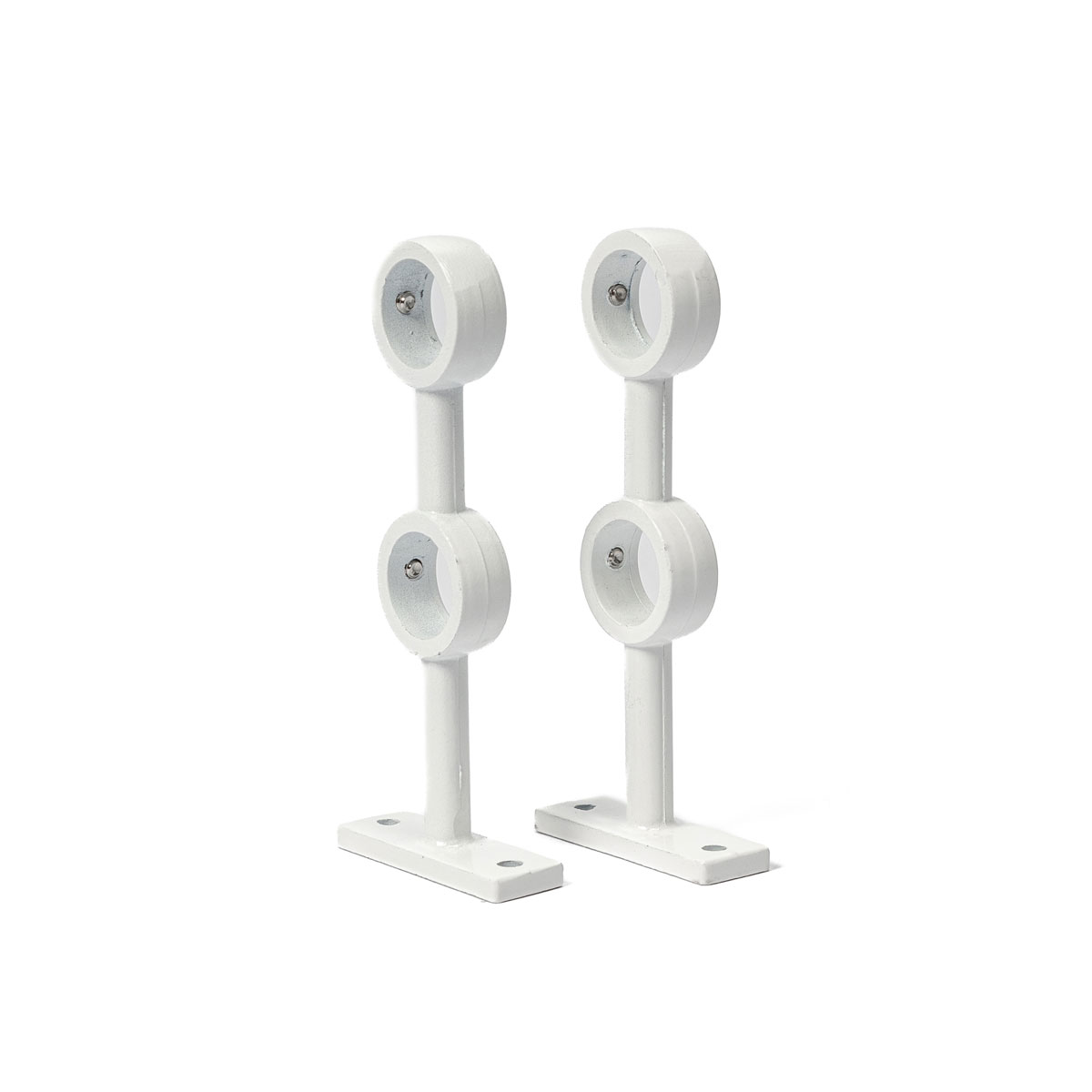 Conjunto de 2 suportes duplos branco para varão