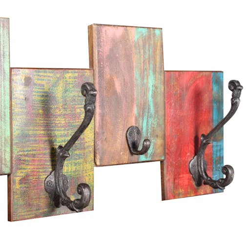 NNEVL Coat Rack with 7 Hooks Solid Reclaimed Wood