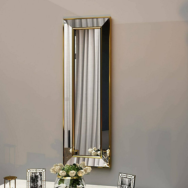 Miroir Dpancher, Verre miroité, Objet d'ameublement mural, Décoration avec miroir, 30x3h90 cm, Or