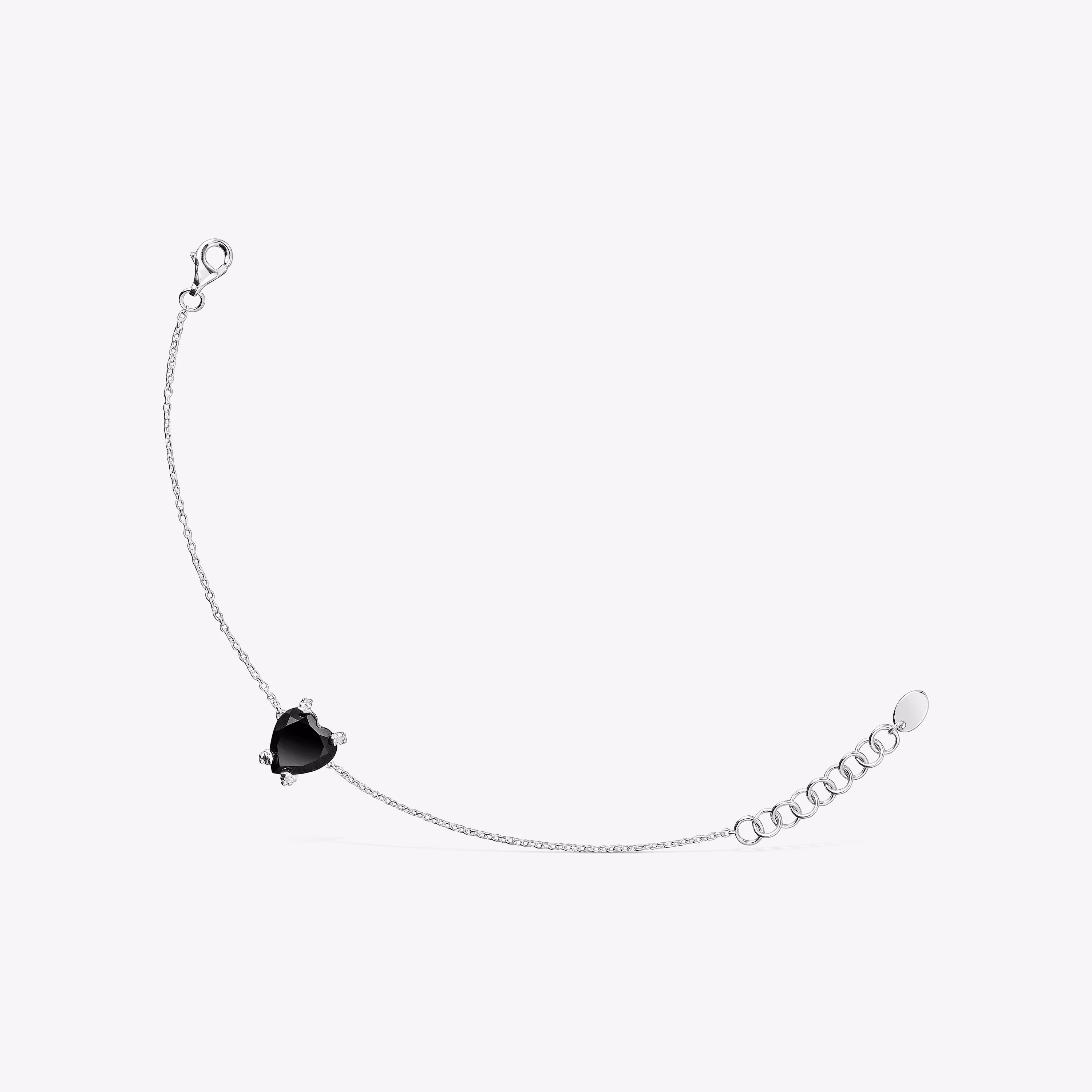 Pulsera corazón de plata y ónix Color Pills
