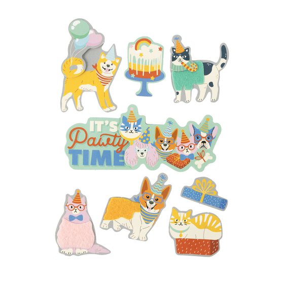 Party Dog Card Toppers 8 Pack
