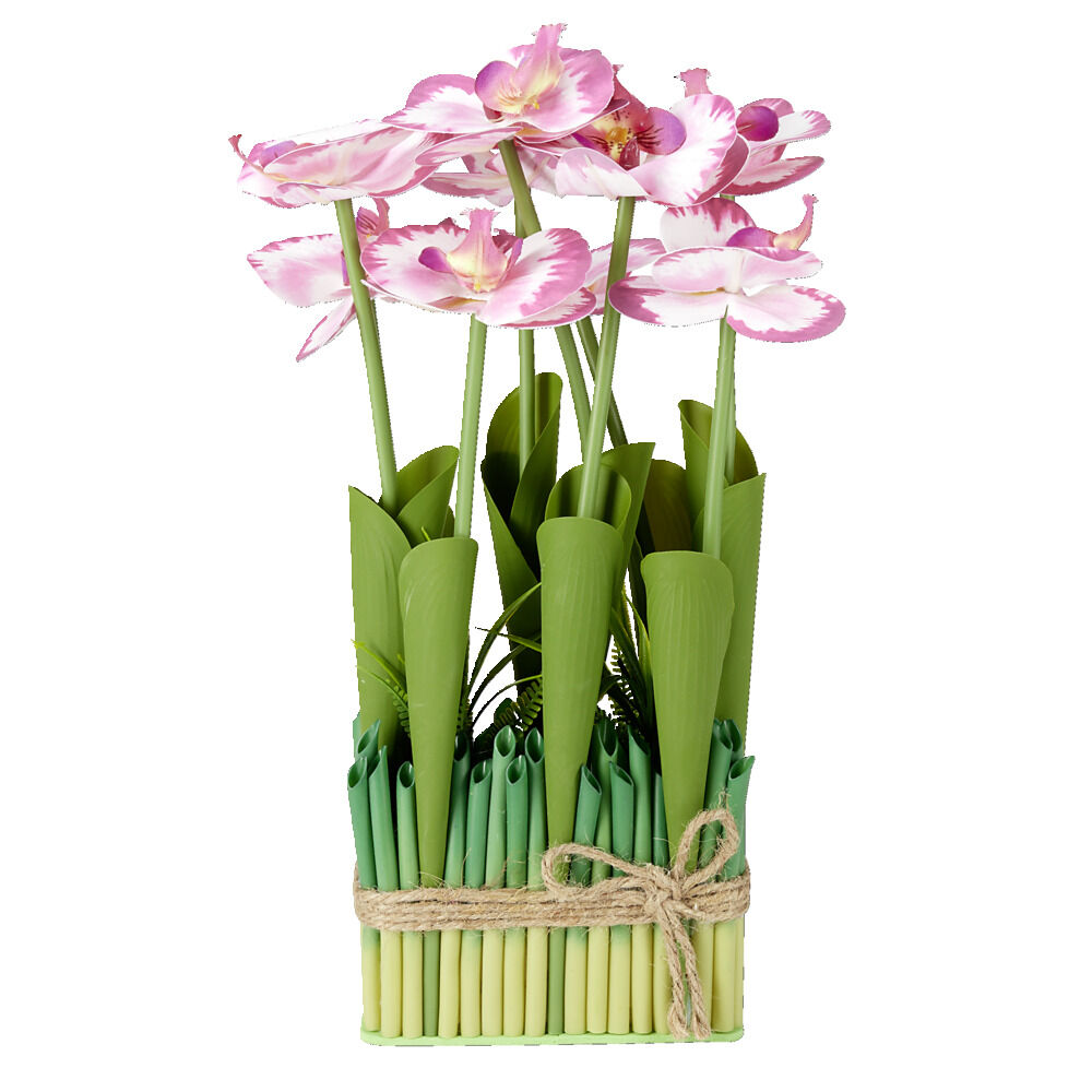 Carré d'orchidée artificielle rose 19x12xH36cm