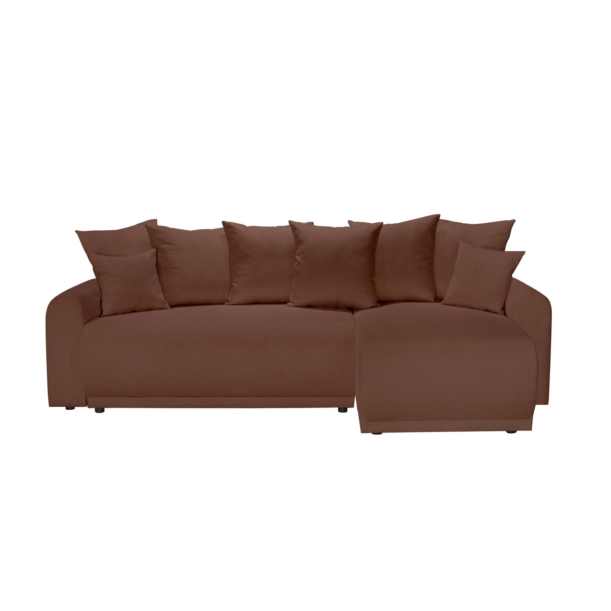 ODEON - Canapé d'angle convertible 4 places en velours côtelé terracotta