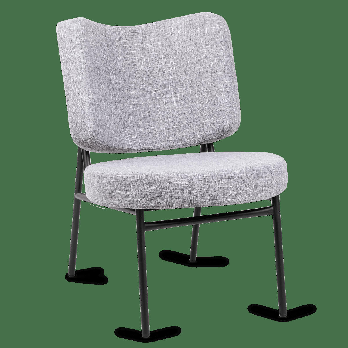 - Fauteuil tapissé en tissu gris avec assise tapissée