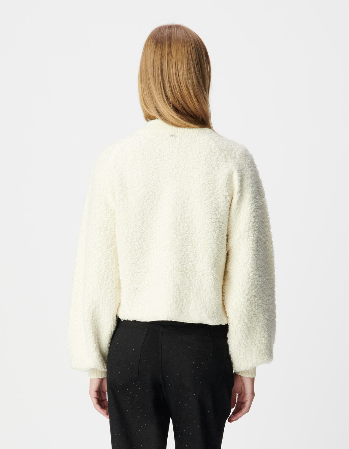 Cardigan blanc maille bouclette Femme